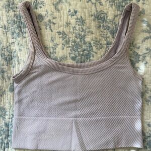 NIKIBIKI O/S Lilac Cropped Chevron Tank Top